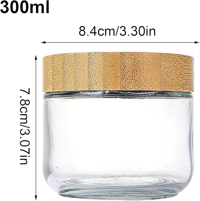 Glass Jars - Glass Canister - 10oz Airtight Wide Mouth Yogurt Containers with Lids,for Meal Prep, Snack, Yogurt, Oatmeal, Sugar