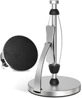 VEHHE Paper Towel Holder Countertop, One-Handed Tear, Stainless Steel, Stand Paper Towel Holder with Spring Activated Arm & Non Slip Weighted Base, for Kitchen Bathroom (Silver)