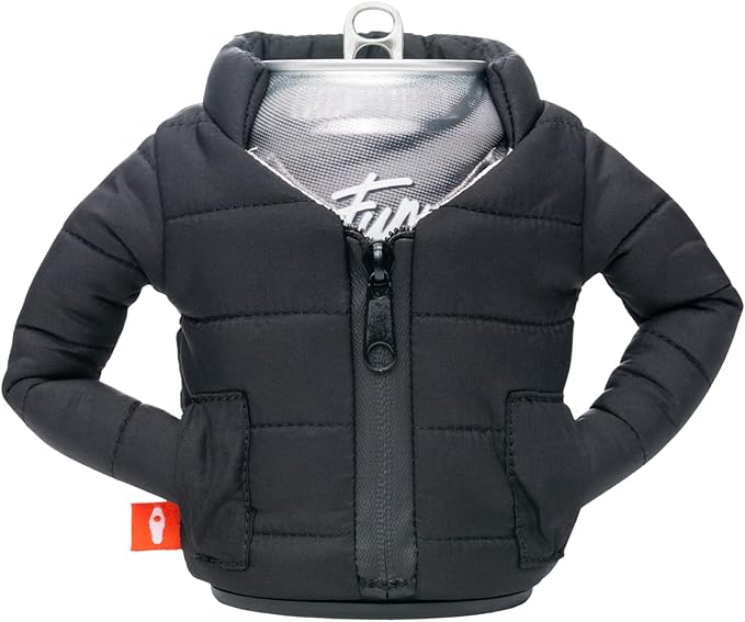 Puffin - The Puffy Jacket - Insulated 12 oz Can Cooler I Beer Bottle & Soda Can Insulator, Keep Drinks and Beverages Cold - Black