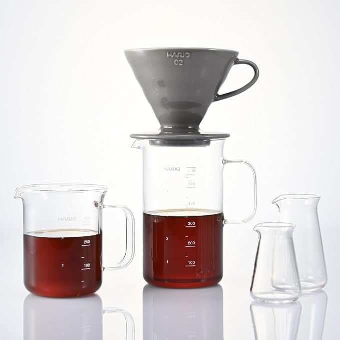HARIO BVD-3012-GR Beaker Server & Dripper Set, Practical Capacity: 20.3 fl oz (600 ml), For 1-4 Cups, Made in Japan, Gray