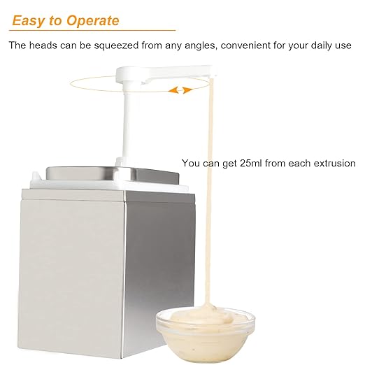 2.1QT Sauce Dispenser with Pump,Commercial Pump Station Stainless Steel Dispenser for Hot Chocolate, Hot Fudge, Ketchup, Condiment,Caramel, Condiment, Mustard, Mayonnaise