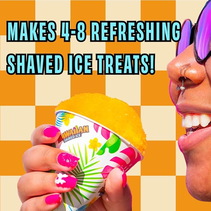 Hawaiian Shaved Ice Peach Syrup - Nut Soy Dairy Free - Flavor Fluffy & Crunchy Snow Cones - Shelf Stable - Makes 8 Servings - 16 ounces