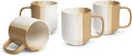 SANGO Phoebe Caramel/White Coffee Mugs Set of 4, 15 oz Stoneware Coffee Mug Set, Big Glossy Ceramic Tea Cup for Cappuccino, Latte, Cocoa, Large Coffee Cups with Handle, Microwave & Dishwasher Safe
