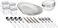 Stansport Deluxe 24-Piece Enamel Tableware Set - Enamel Plates and Bowls Lightweight and Durable Camp Dish Set for Camping and Backpacking Plates and Bowls for 4 People