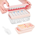 PHINOX Ice Cube Tray with Lid and Bin, Ice Trays for Freezer, Flexible Ice Cube Trays, Making 56 pcs Ice Cubes, Chilling Cocktail, Whiskey, Coffee, with 2 trays, Ice Container, Scoop&Cover, BPA Free