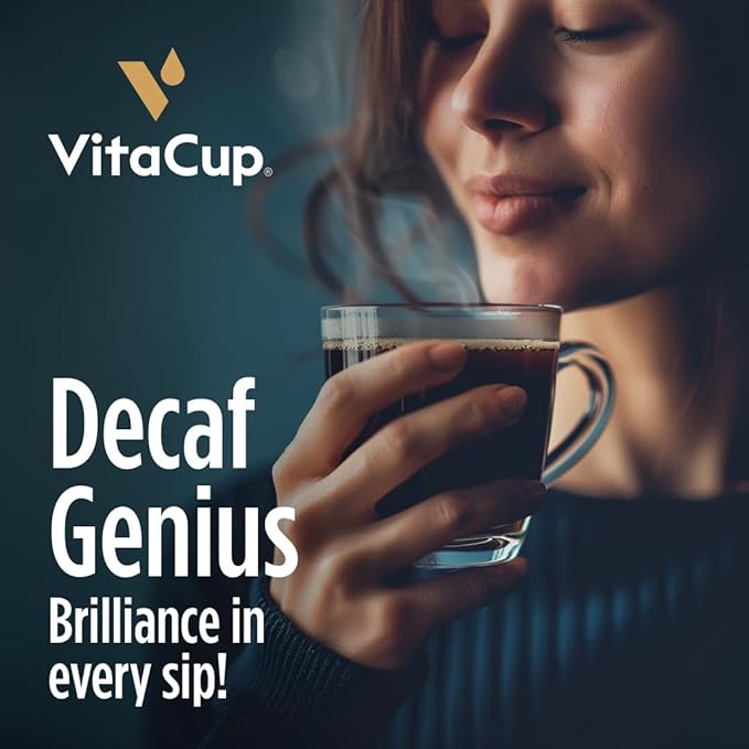 VitaCup Decaf Genius Keto Coffee Pods with MCT Oil, Turmeric and B Vitamins for Focus in Single Serve Pod Compatible with K-Cup Brewers Including Keurig 2.0, 16 Ct