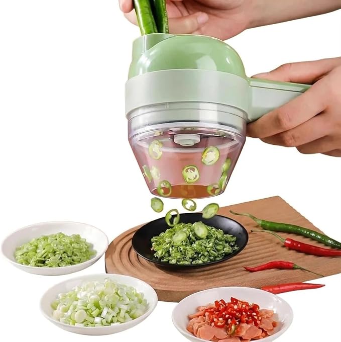 4-in-1vegetable cutter,multi functional electric vegetable slicers,garlic chopper mini, garlic food processor, electric wireless food slicer