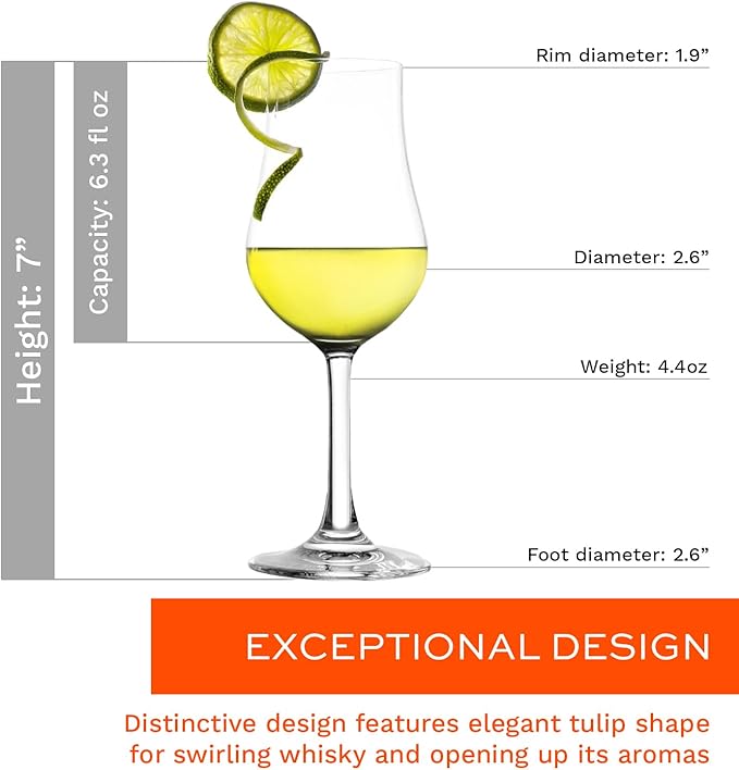 Stölzle Lausitz Set of 6 Brandy Glasses (CLASSIC). Dishwasher Safe Liqueur Glasses (6.25 Fl oz). Durable Bourbon Snifter Glass - Genuine Stölzle Glassware