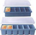 2-Pack Silicone Freezer Trays with Lid,6 Large 1/2-Cup(125ml)&15 Small 2 Tbsp(30ml) Soup Freezer Container Molds,Ice Cube Tray For Meal Prep&Freezing Soup,Stews,Sauces, Garlic, Herbs (Blue 2 Pack)