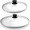 Glass Lids Set with Steam Vent Hole - 10"+12-Inch/25.4cm+30.48cm - Compatible with Lodge Cast Iron Skillet Pans - Oven Safe Fully Assembled Tempered Universal Replacement Cover - Reinforced Steel Rim