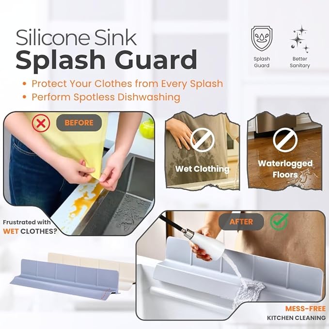 Extra Wide Silicone Sink Splash Guard 18” – Pearl White- small