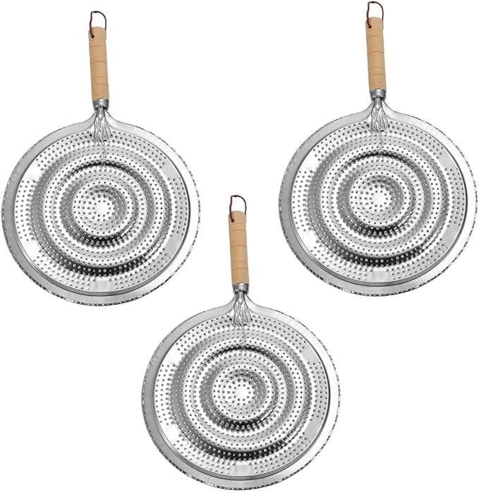 Yardwe Wooden Handle Pot Mat 12.6X8.3 Inch Kitchen Heat Diffuser Insulation Pads for Hot Pots Pans Coffee Makers with Hanging Rope Set of 3