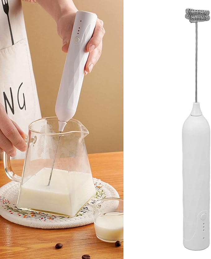 Small Household Egg Beater Mini Multifunctional Blender Handheld Electric Stirrer Foam Maker Whisk Cordless Milk Coffee Foamer (White)