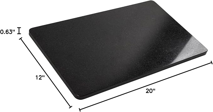 Lovdeco Black Marble Cutting Board, 20x12 Inch Stone Pastry Board For Kitchen, Black Marble Slab With Non-Slip Feets, 1 Piece