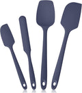 600ºF Heat Resistant Spatulas, High Heat Food Safe Semless Kitchen Silicone Scraper Set for Cooking Baking Mixing Scraping Stirring Nonstick Cookware Pan Bowl (4Pcs,Midniaht Blue)