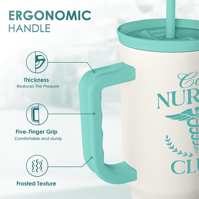 SANDJEST Nurse Gift for Women, Nutrition Facts Tumbler with Handle, Insulated Stainless Steel Travel Coffee Mug for Nursing Friends, Aprreciation Gifts for Nurse Week, Birthday, Christmas, 40oz