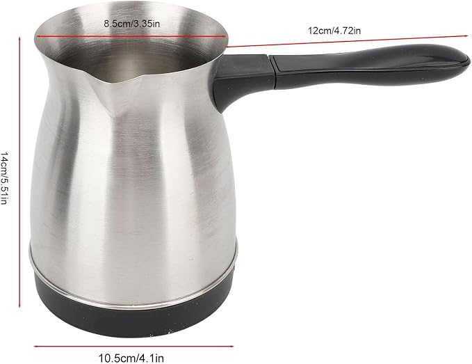 Sanpyl Turkish Coffee Pot, Stainless Steel Arabic, Greek & Turkish Electric Coffee Maker Machine Pot, 600ml Coffee Tea Warmer Kettle with Removable Anti Scald Handle Cordless Base for Home & Travel