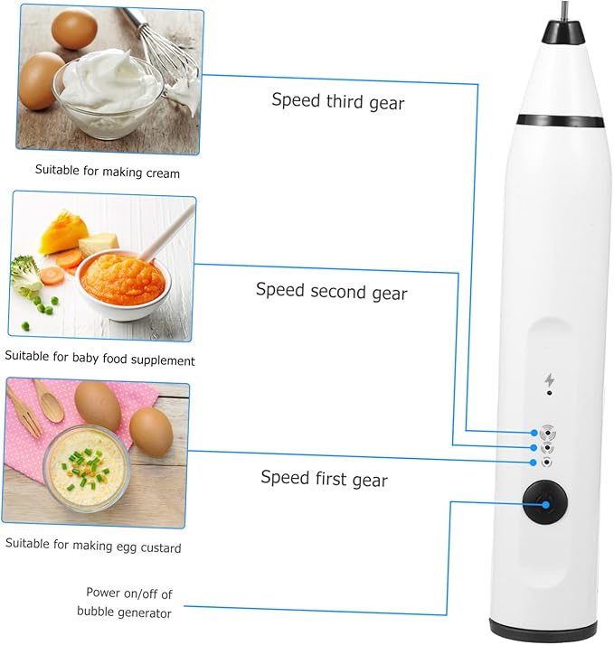 Zerodeko Handheld Electric Foams Maker Automatic Mixer Stirrer Milk Frother Hand Mixer Compact Stainless Steel