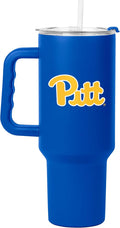 Logo Brands NCAA 40 oz Tumbler with Handle -Stainless Steel Insulated Travel Tumbler with Straw Lid – Powder Coated, Leak-Resistant, Keeps Drinks Hot/Cold – Great for Tailgating, or Everyday Use