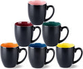 GBhome 12oz Coffee Mugs Set of 6,Ceramic Coffee Mugs for Man, Woman,Restaurant Modern Coffee Mugs Set with handle for Tea/Latte/Cappuccino/Milk/Cocoa. Dishwasher&Microwave Safe,Multi-Color,6 Pack
