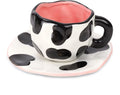 Noviko Cow Mug and Saucer Set Ceramic Cute Coffee Mug 10 oz