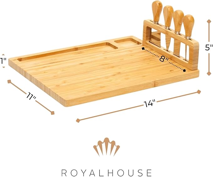 RoyalHouse Personalized Charcuterie Board, Custom Bamboo Engraved Cheese Board, Customized Gifts, Bridal Shower Gifts, Perfect for Personalized Wedding and Christmas Gift