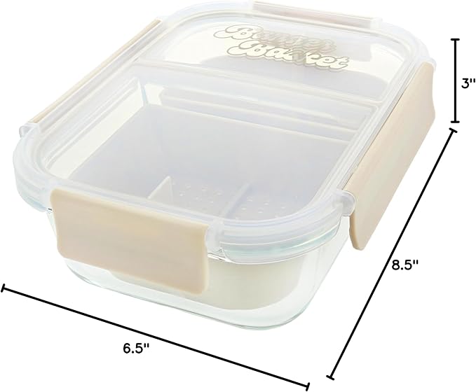 Two Compartment Borosilicate Glass Container Cleaning Tool with Sealable Lid (Full Melt Sand)
