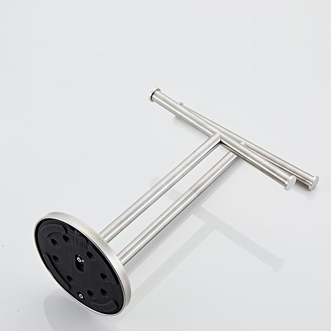 Hand Towel Holder, NEWRAIN Double Countertop Hand Towel Holder Stand, Stainless Steel Free Standing Hand Towel Rack with Heavy Base, for Bathroom Kitchen & Counter top, Brushed Nickel