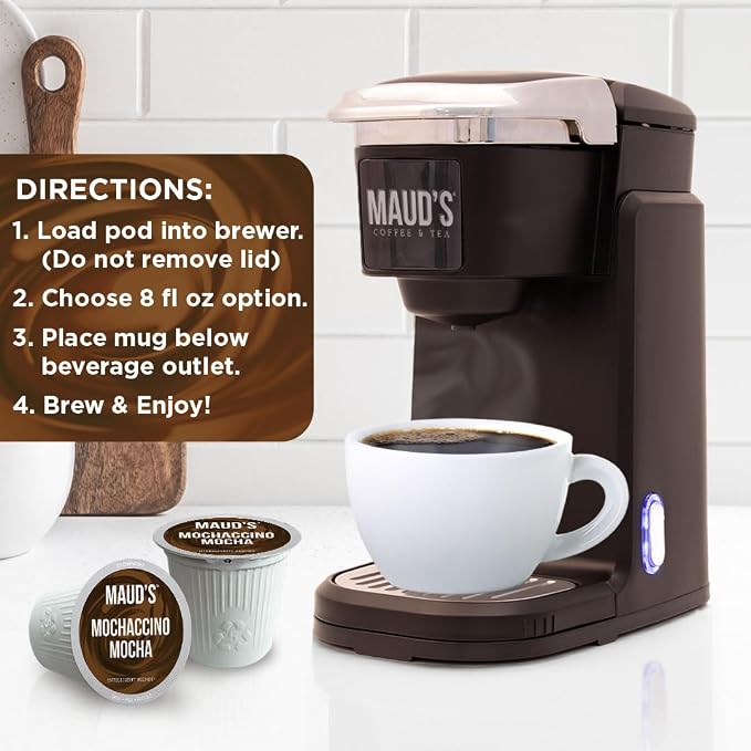 Maud's Chocolate Mocha Cappuccino Coffee Pods, 50ct - Mochaccino Mocha Flavor - Made with Gourmet Arabica Coffee, Pods Compatible with Keurig K Cups Maker