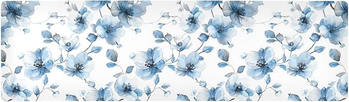 Trivet Table Runner Heat Resistant 230F for Hot Dishes Pots Plates Kitchen Dining Table Protector Decorative 39.37 X 11.8 Inch Blue Watercolorful Flower