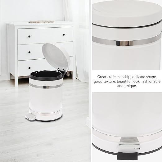 DOITOOL Bathroom Trash Can with Foot Pedal and Lid, 12l Round Roman Pattern Waste Bin for Home and Office Use
