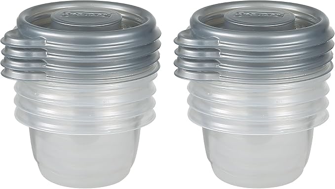 Glad GladWare Home Collection Mini Round Food Storage Containers, Small BPA Free Plastic with Silver Metallic Lid, Snack and Portion Control Containers, Microwave Dishwasher Safe, 4 Oz, 8 Ct - 12 Pk