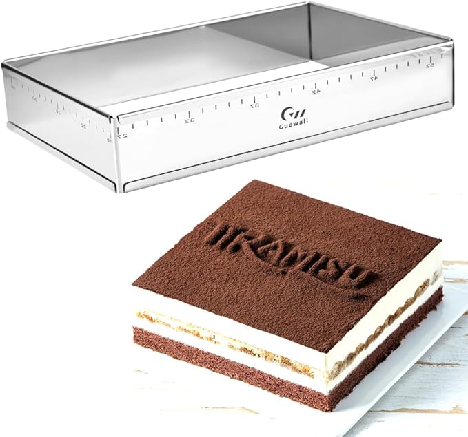 Extensible Stainless Steel Rectangular Cake Mold Heavy Duty Adjustable Mousse Ring Rectangle Shaped Detachable Tiramisu Pan, Pastry DIY Baking Tool - 10.8 × 7.3 × 2 inch