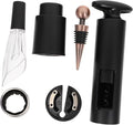 Zerodeko 6pcs Rotary Bottle Opener Set Corkscrew Wine Aerator Decanter Aluminum Alloy Abs Material Black Wine Accessories Kit