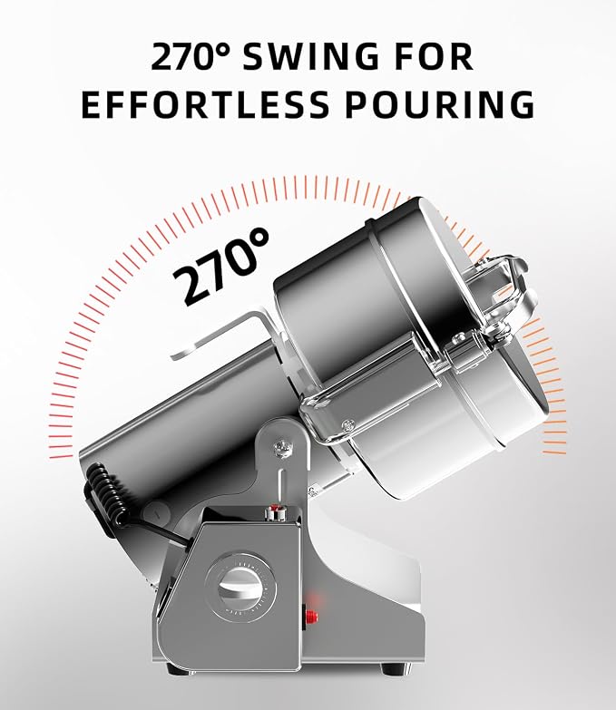 Electric Grain Mill 1000g, Flour Grinder Mill Stainless Steel for Home, Counter Grain Grinder for Wheat, Rice, Wheat Berry, Corn, Herbs, Spices