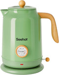 Seehot® Electric Kettle With Thermometer, 1.7L Electric Tea Kettle, 1200W Hot Water Kettle Electric, Auto Shutoff, Boil-Dry Protection, 304 Stainless Steel, Cordless Base,Green