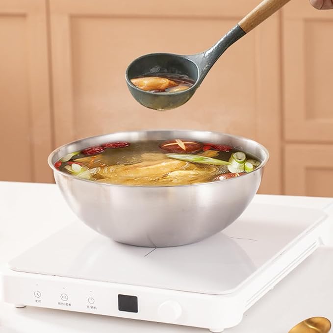 Stainless Steel Salad Bowls Set - Mixing Bowls with Measurement Markings, Snacks Bowls - Small, 1.27 Quart - Serving & Storage Bowls for Mixing, Cooking, Baking, Prepping