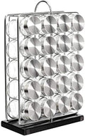 Amazon Basics 20 Jars Spice Rack Organizer, Space-Saving Kitchen Organizer with Glass Spice Jars, Sturdy, Silver
