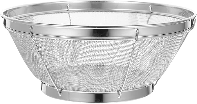 SHOWERORO Stainless Steel Rice Washing Sieve 8.5 Inch Fine Mesh Bowl Strainer for Rice Washing and Draining Kitchen Utensil