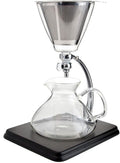 Yama Glass Silverton 16oz Coffee & Tea Brewer - Heat-Resistant Borosilicate Glass with Black Wood Base and Stainless Steel Filter