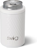 Swig Life Standard Can Cooler, 12oz Insulated Bottle & Can Holder, Stainless Steel Cooler, Covers for Standard 12 oz Beer Bottles, Beach Accessories for Women (Golf Ball)