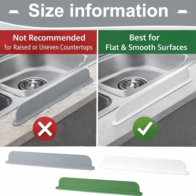 Silicone Sink Splash Guard – Extra-Long 19.3" Water Protector for Kitchen & Bathroom, No-Slip, Heat-Resistant, Dishwasher Safe (19.3 * 3.3 * 2in) (grey)