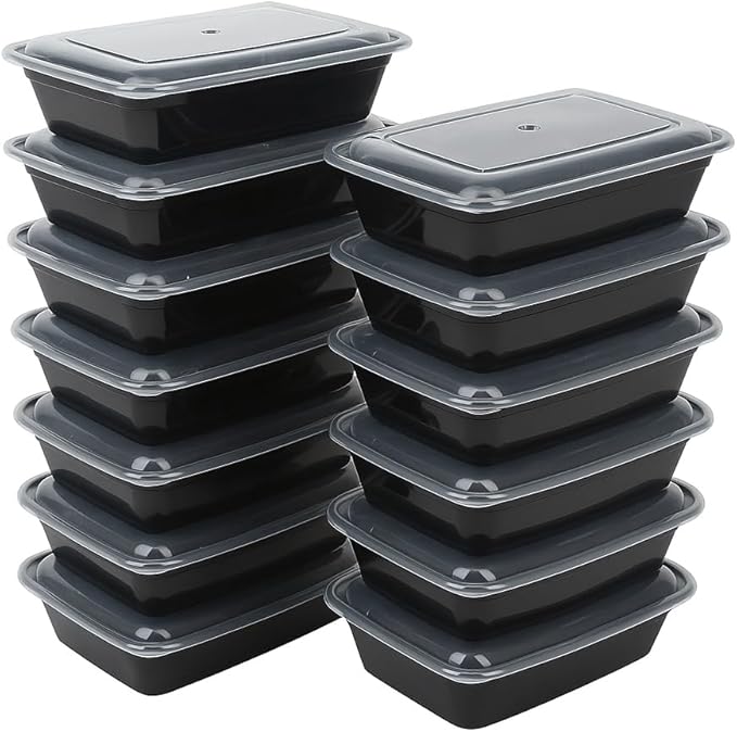 Ruthy's Outlet Meal Prep Containers W/Lids -Square Food Storage – BPA-Free| Stackable | Microwave | Freezer & Dishwasher Safe | Reusable Lunch Bento Box Portion Control & Planning (50 Pack, 32 oz)