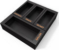DALSHABET Bamboo Storage Bag Organizer for Kitchen Drawer, 4 Separate Food Storage Bag Organizer, 12x14 Baggie Organizer Dispenser for All Brands Gallon, Snack, Sandwich & Quart Slider Bags Black