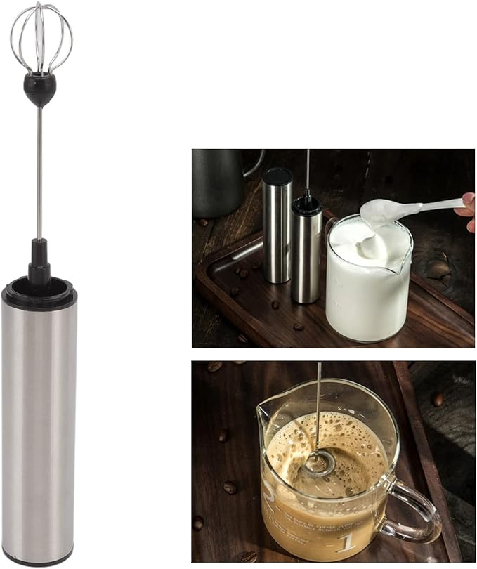 Electric Mini Handheld Blender with Stainless Steel Detachable Milk Foamer, Rechargeable - Easy Use, Portable Design, Ideal for Home Coffee and Milk Drinks