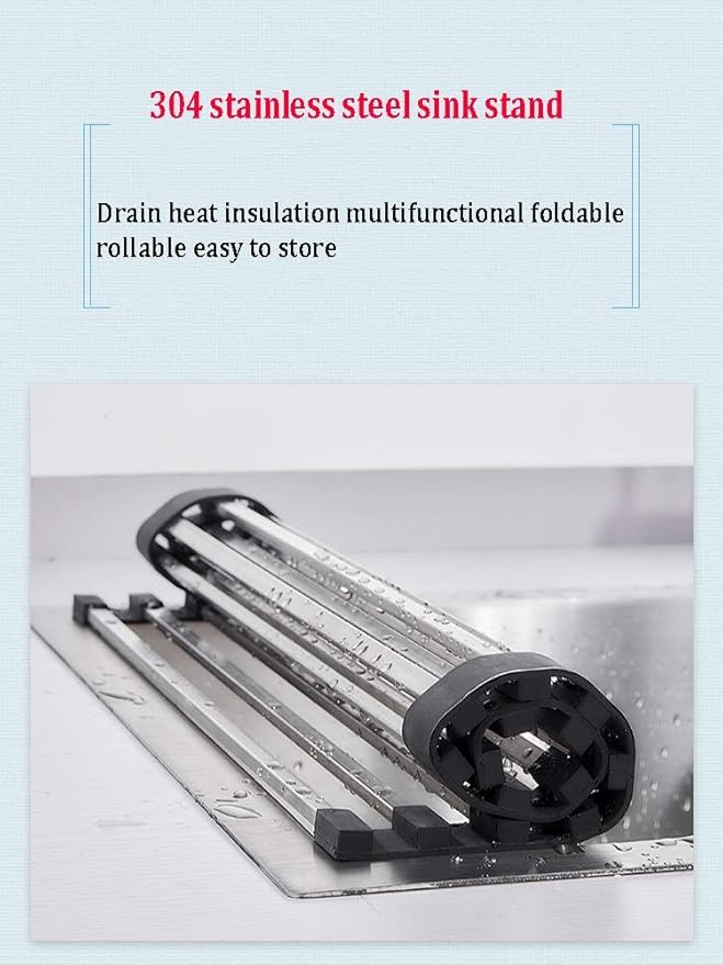 Roll-up Dish Drying Rack 43x33cm Foldable Square Tubes Stainless Still Over The Sink Dish Rack Roll Up Dish Drainers for Kitchen Sink Counter(Color:Tobes - 12)(Tobes - 18,45x33cm)