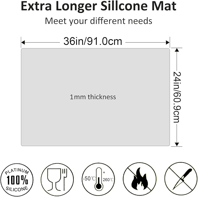36" x 24" Extra Large Silicone Mat for Epoxy Resin, Nonstick Silicon Mats for Crafts Jewelry Casting, Non-Slip Kitchen Table Placemats for Countertop Protector Heat Resistant（Translucent）