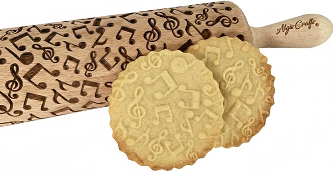 MELODY EMBOSSING ROLLING PIN with NOTES LASER ENGRAVED for EMBOSSED COOKIES GIFT FOR MUSICIAN