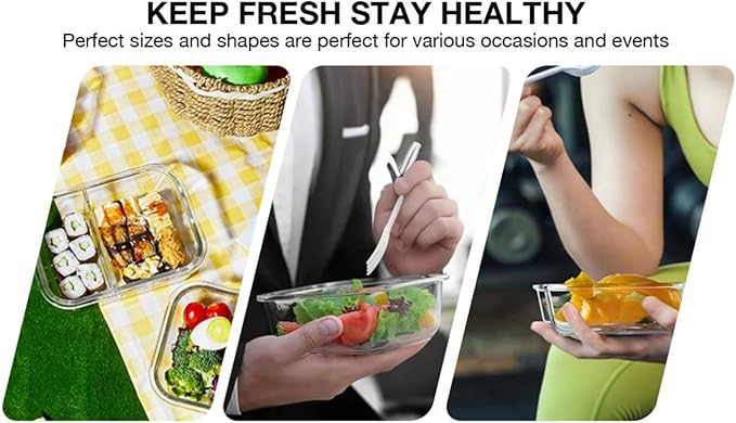 5Pack (23oz with Lunch Bag) Glass Food Storage Containers with Lids for Kitchen Meal Prep, Fridge Organization, Lunch Box