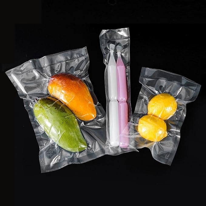 500 Pack Clear Vacuum Bags 1.57x9.84 inch (Inside Size 1.18x9.45 inch) for Food Saver Flat Open Top Embossed Vacuum Sealer Bag Food Storage Packaging Pouch with Tear Notch